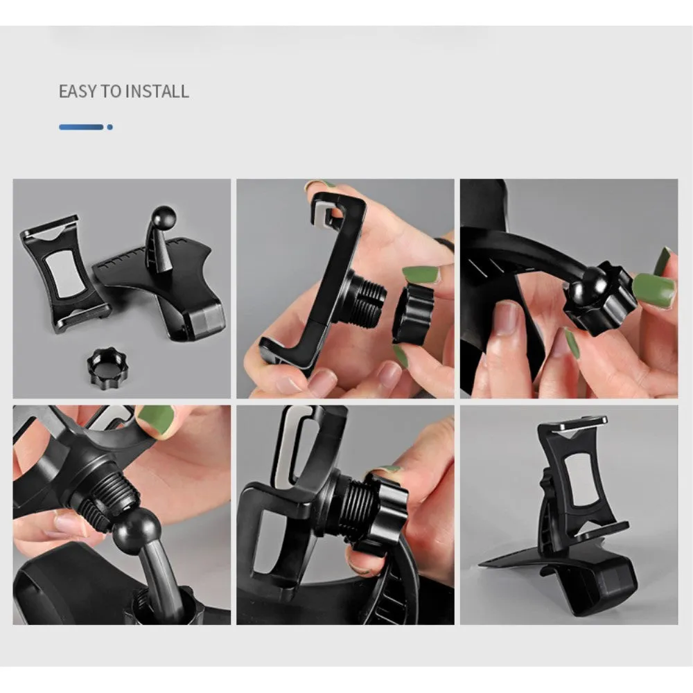 3 in 1 Car GPS Smartphone Holder: Dashboard / Visor Clamp   AC Grid Clip for WIKO SUNNY 3 (2018) - Black