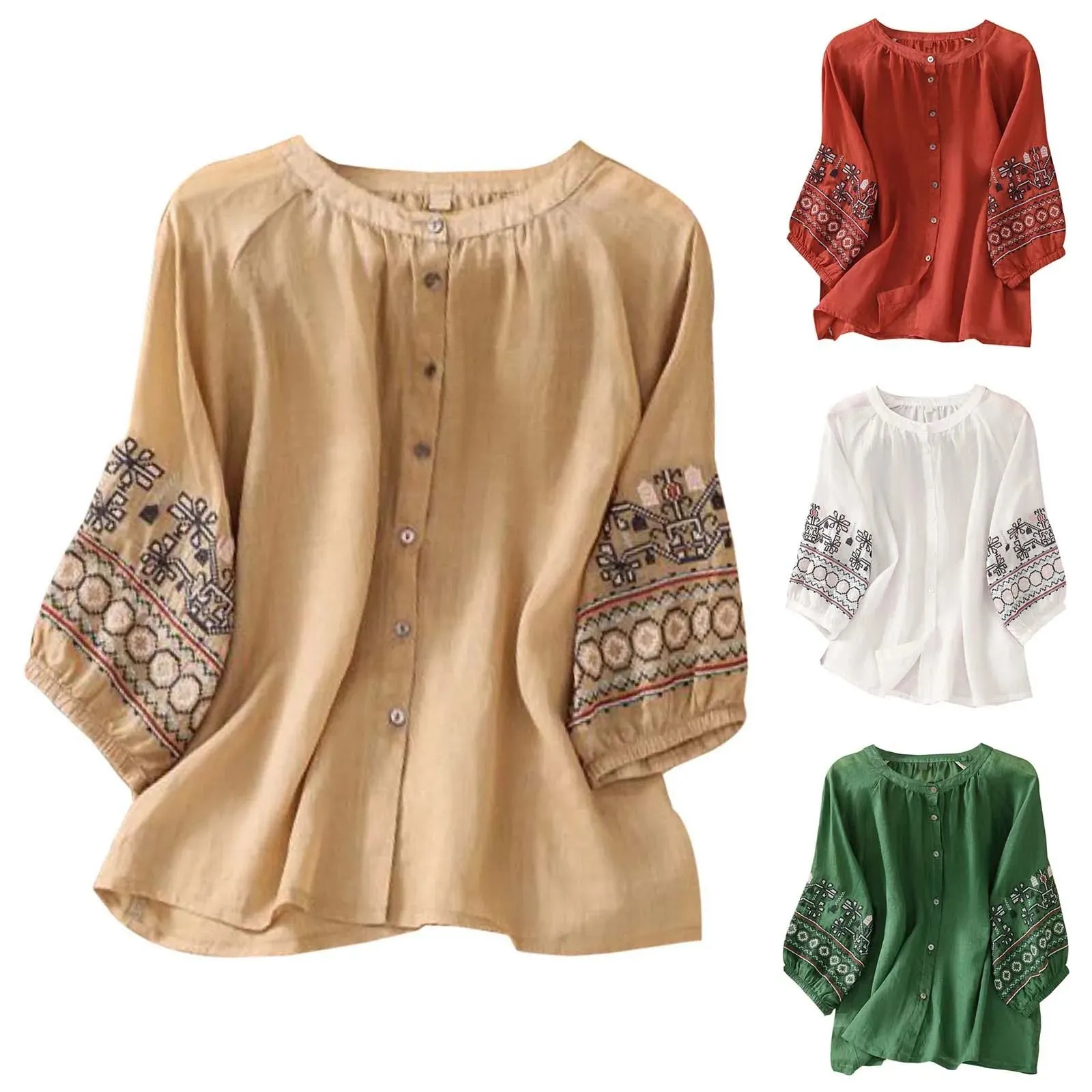 Araminta - Elegant Embroidered Summer Blouse for Women