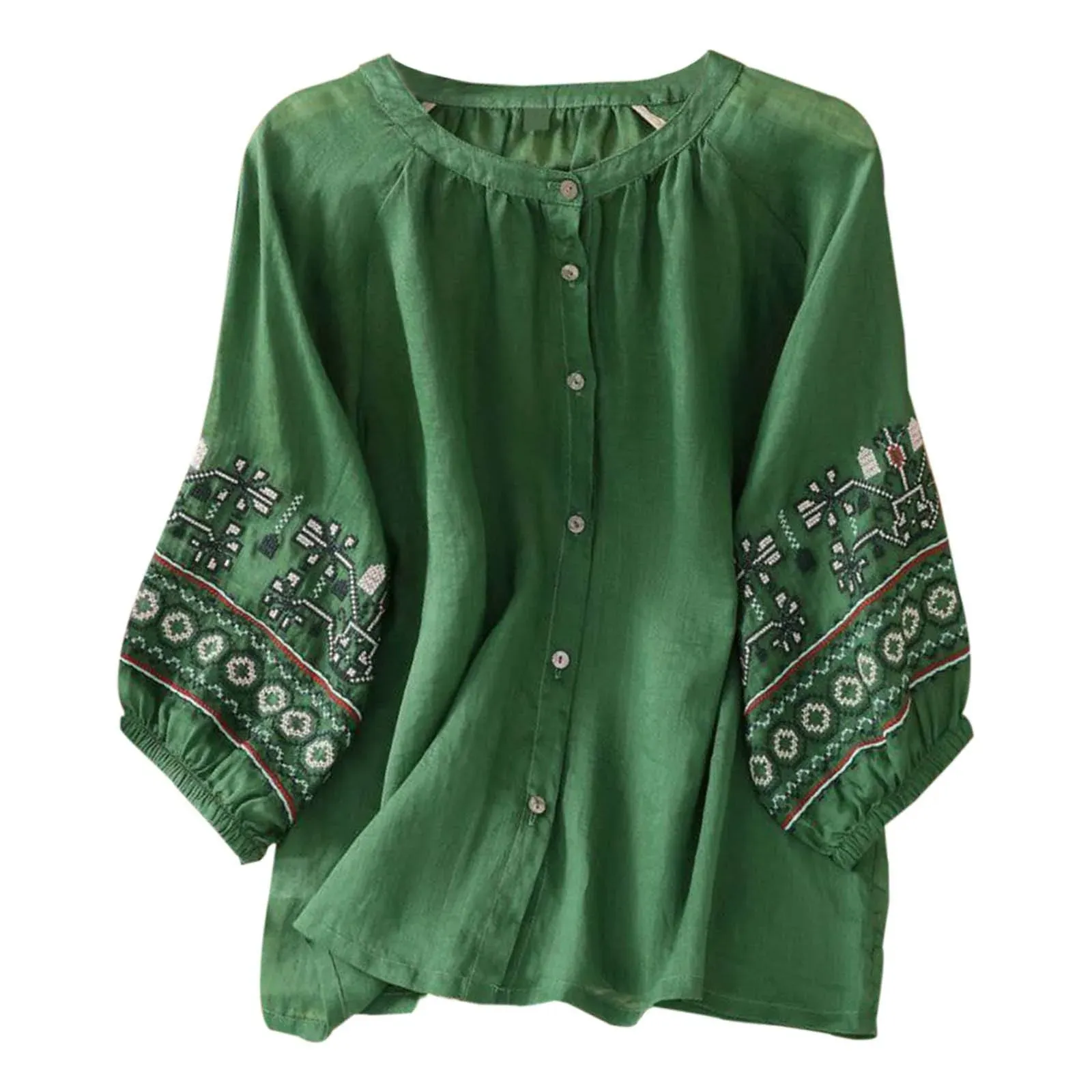 Araminta - Elegant Embroidered Summer Blouse for Women