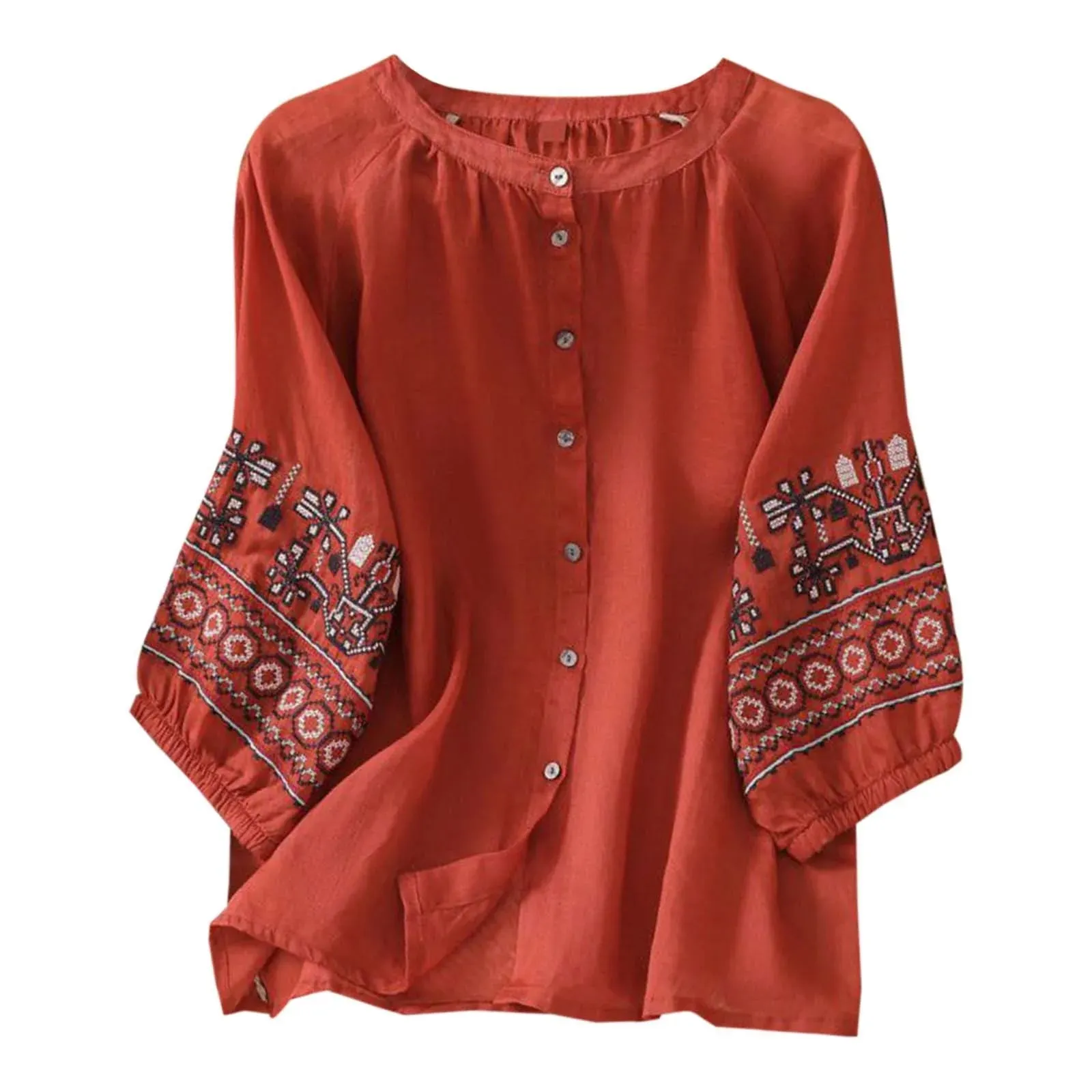 Araminta - Elegant Embroidered Summer Blouse for Women