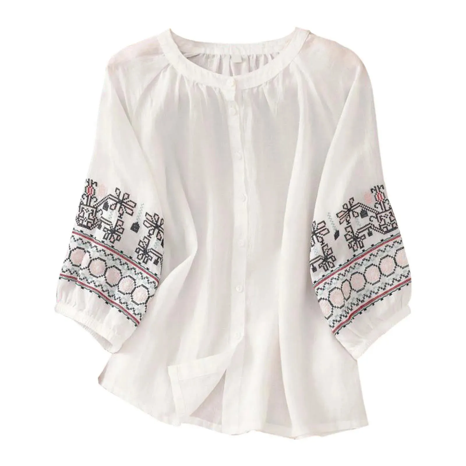 Araminta - Elegant Embroidered Summer Blouse for Women