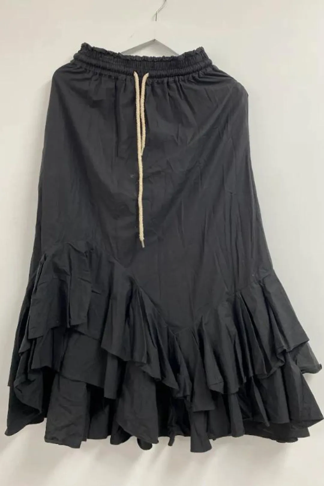 Cotton Ruffle Black Skirt