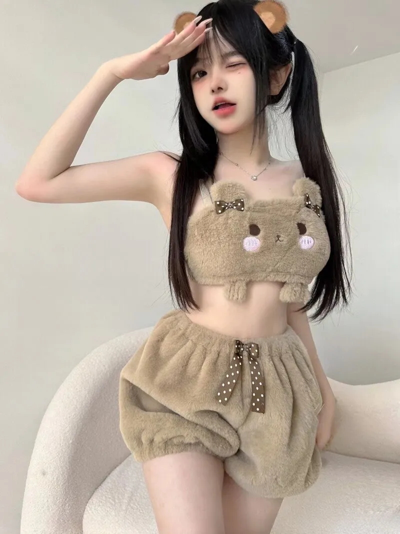 Kawaii Japanese Cartoon Bear Plush Lingerie Set