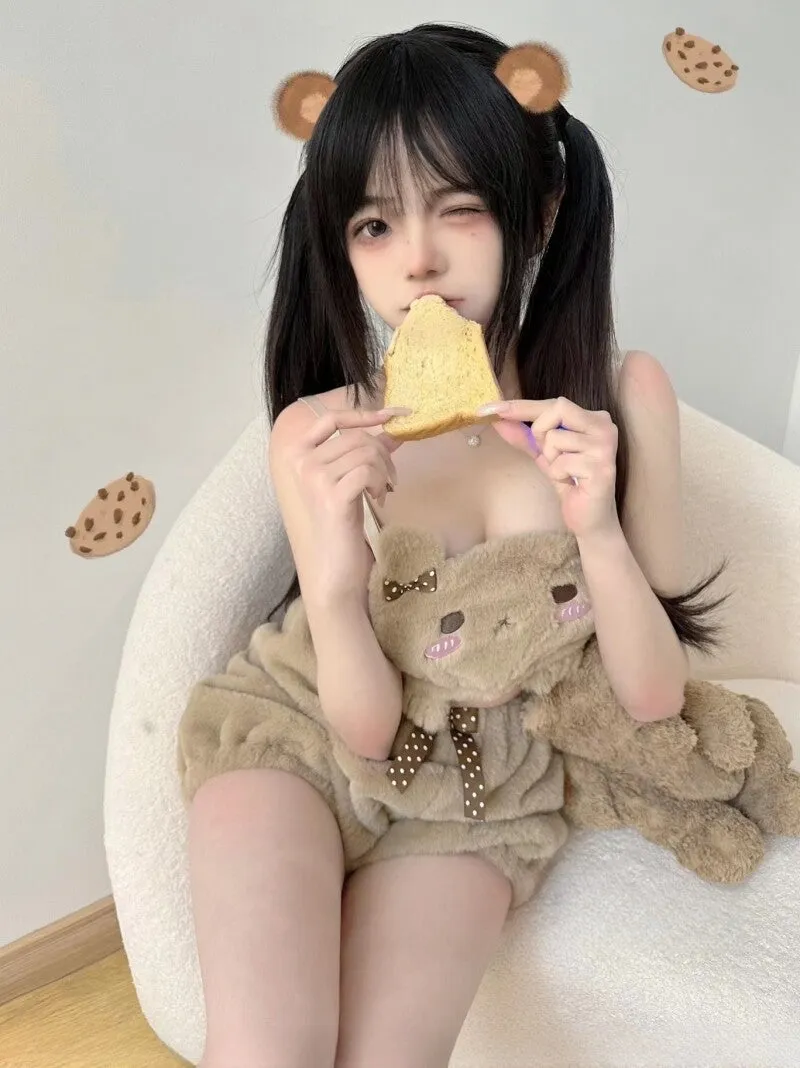Kawaii Japanese Cartoon Bear Plush Lingerie Set