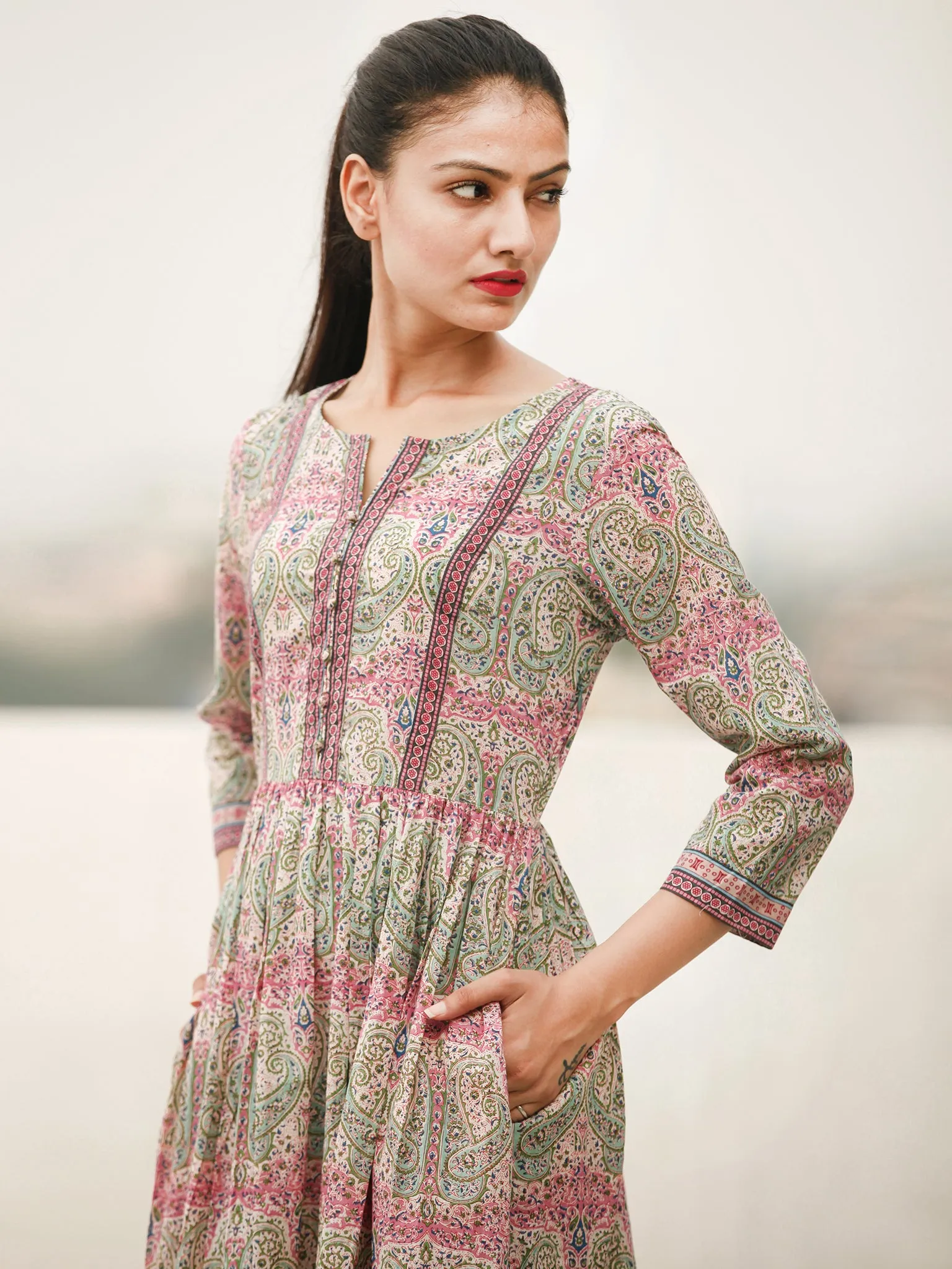 Lively Colors  - Block Printed Cotton Dress  - D369F1879