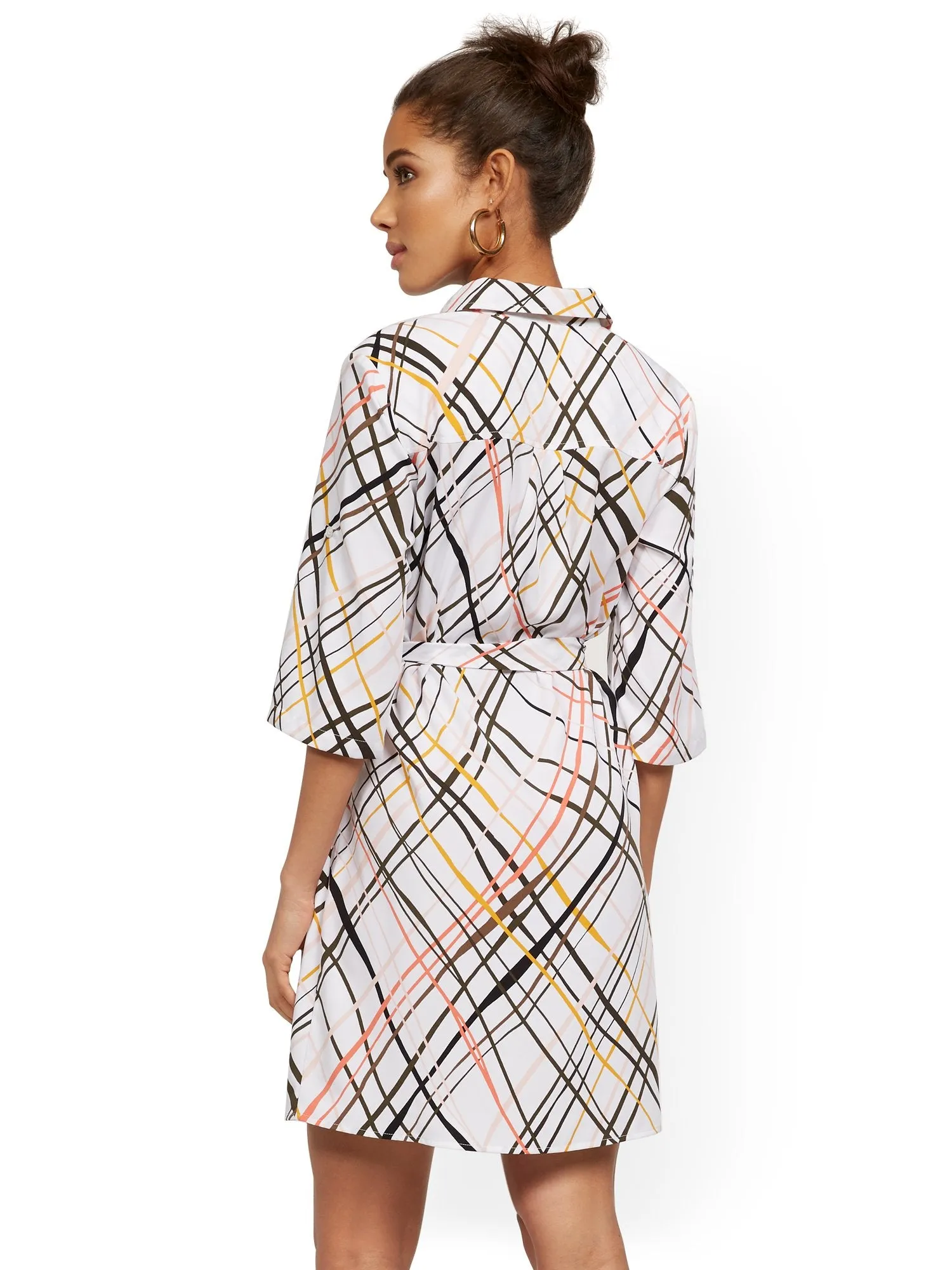 Petite Crosshatch Four-Pocket Shirtdress