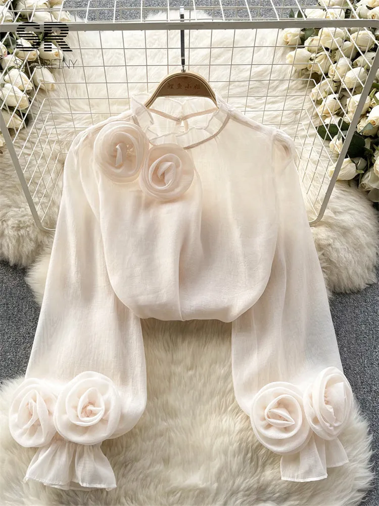 Rosalba - Elegant Ruffle Mesh Blouse for Women