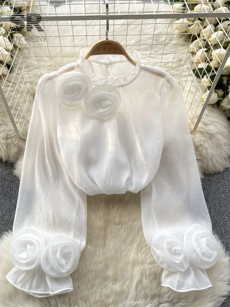 Rosalba - Elegant Ruffle Mesh Blouse for Women