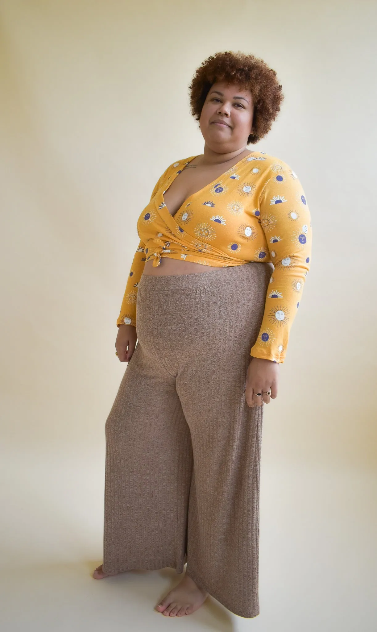 Rowan Wrap Knit Top in Besties Sunny Day