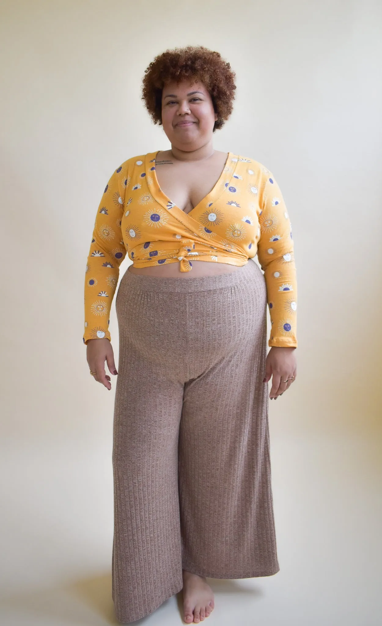 Rowan Wrap Knit Top in Besties Sunny Day