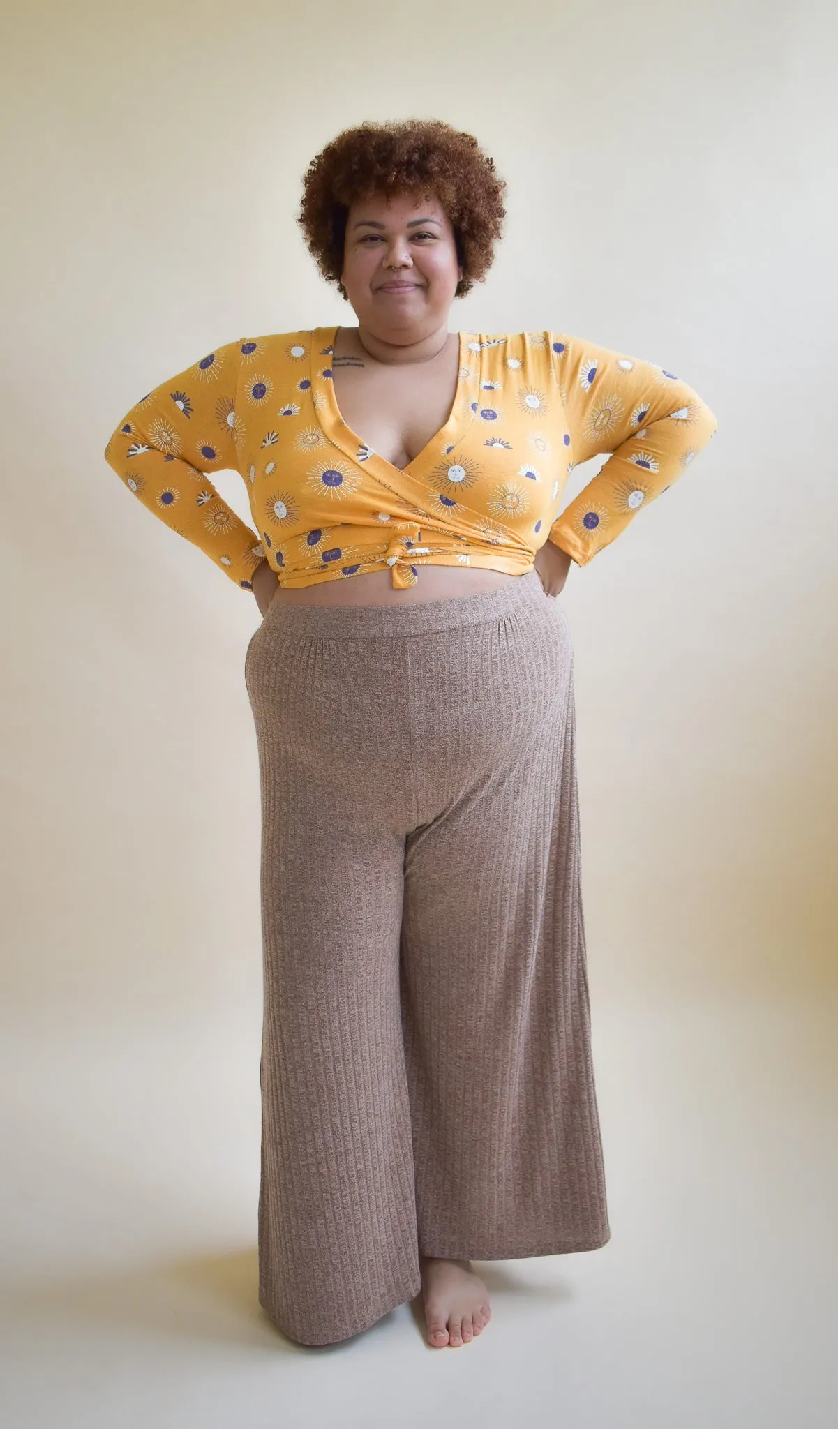 Rowan Wrap Knit Top in Besties Sunny Day