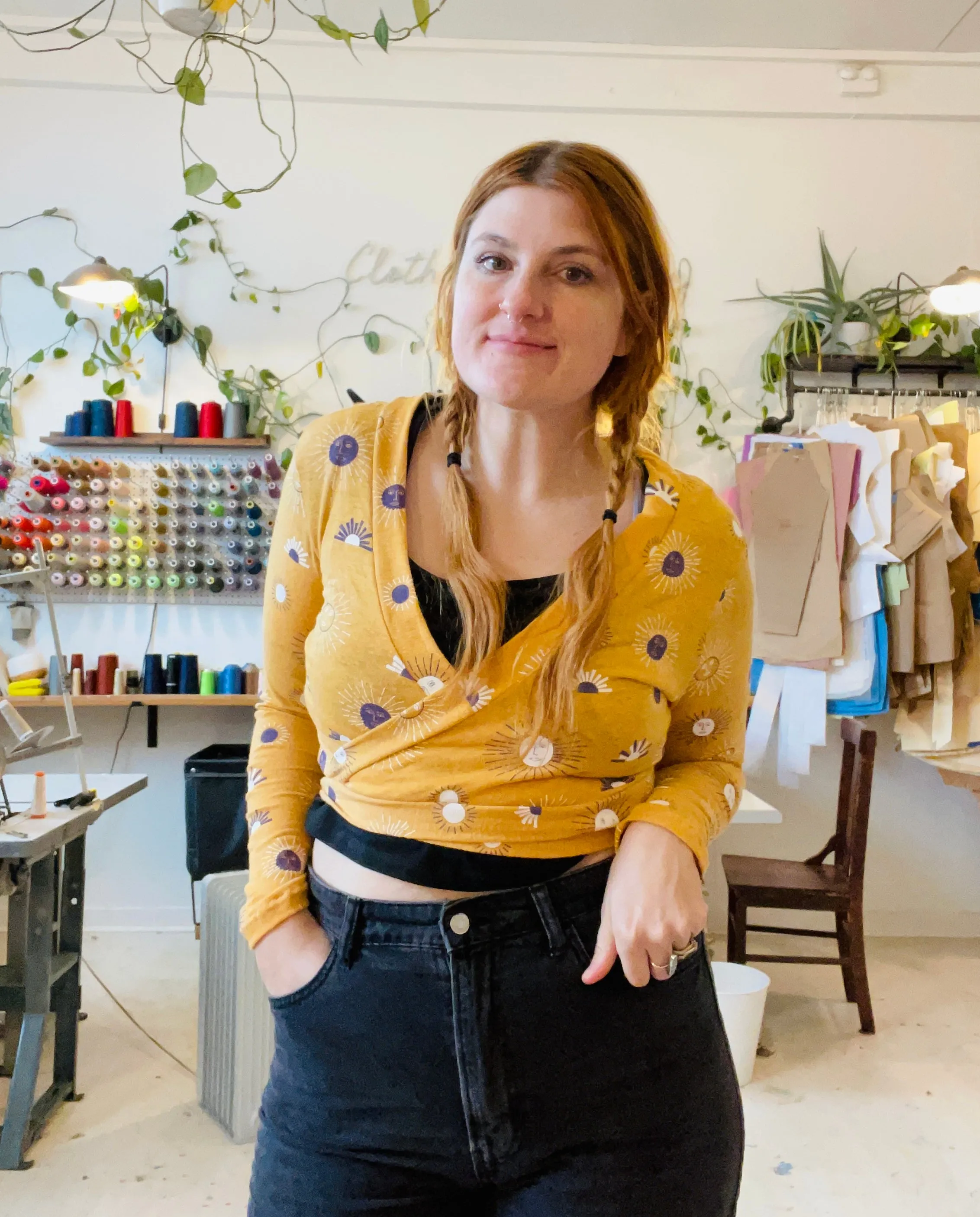 Rowan Wrap Knit Top in Besties Sunny Day