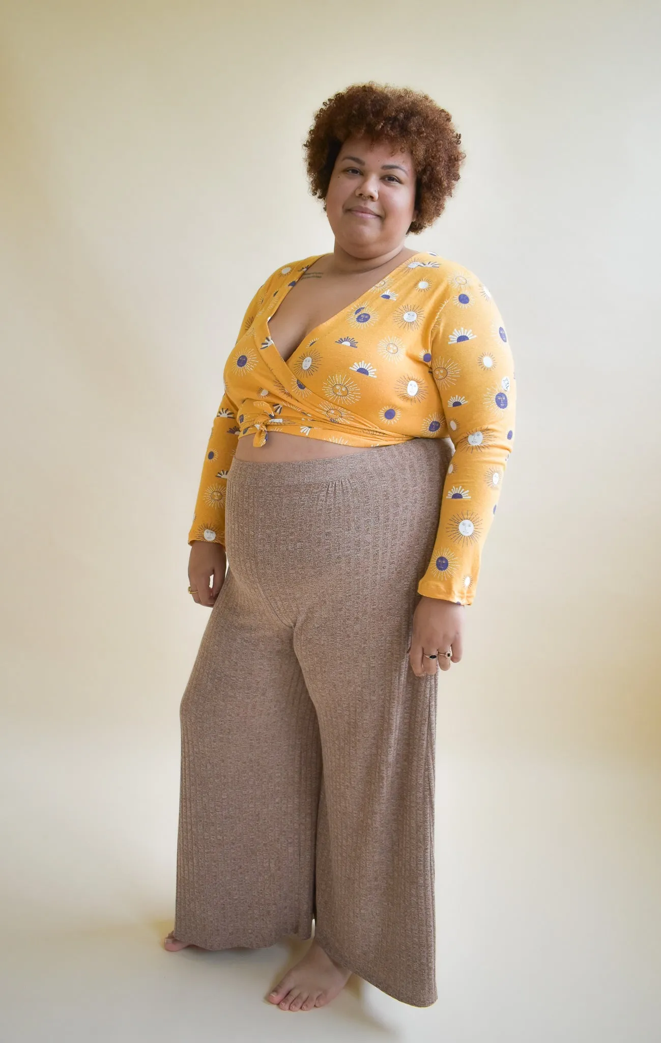 Rowan Wrap Knit Top in Besties Sunny Day