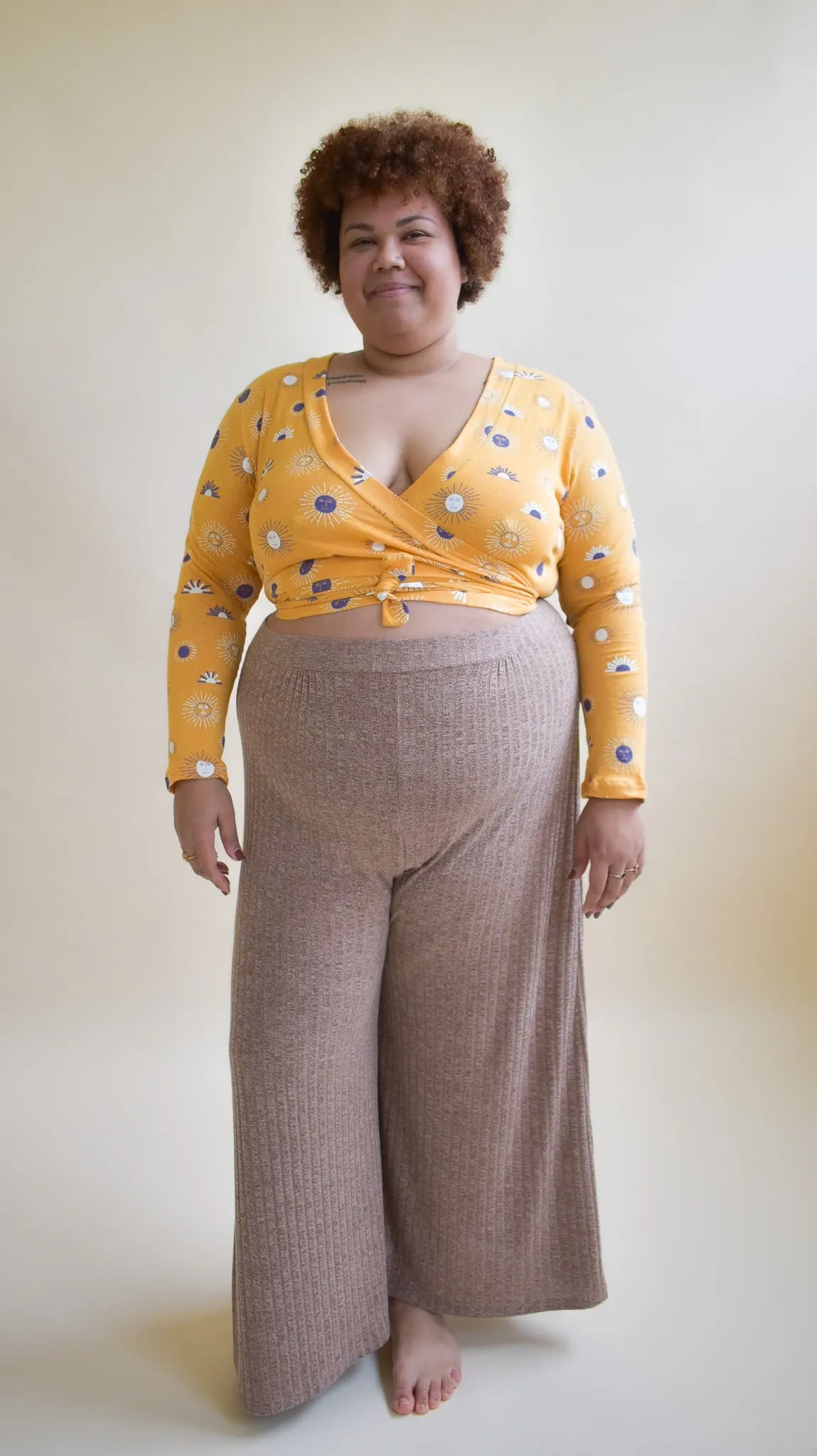 Rowan Wrap Knit Top in Besties Sunny Day