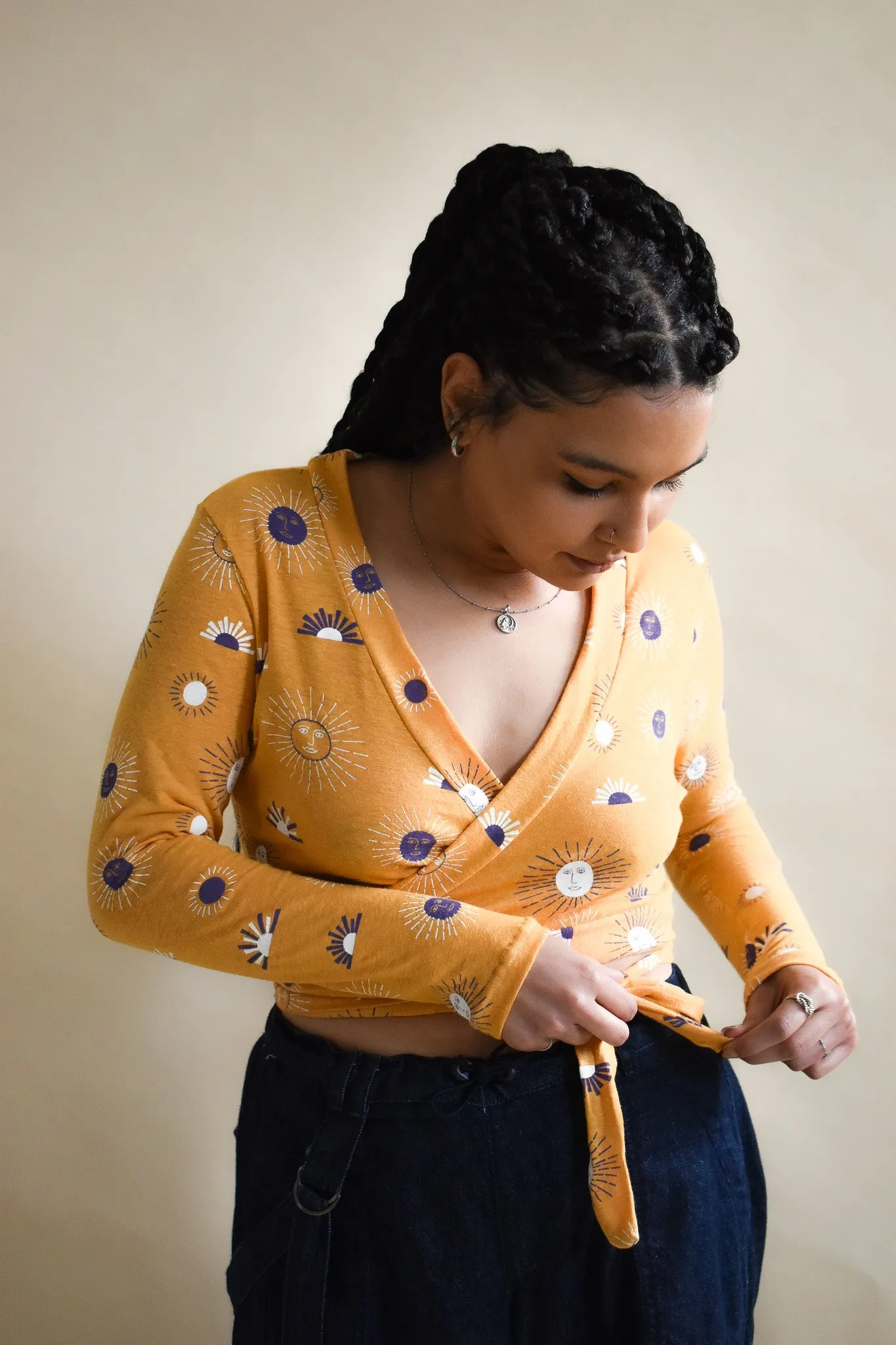 Rowan Wrap Knit Top in Besties Sunny Day