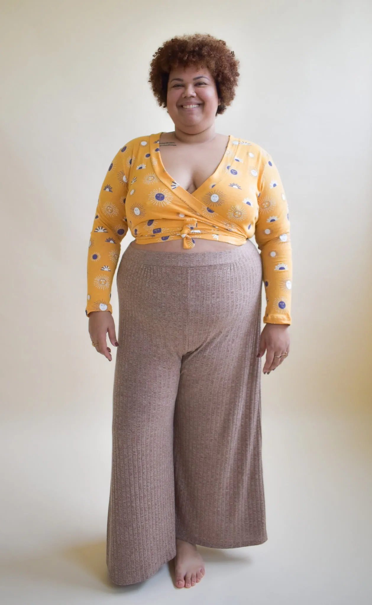 Rowan Wrap Knit Top in Besties Sunny Day