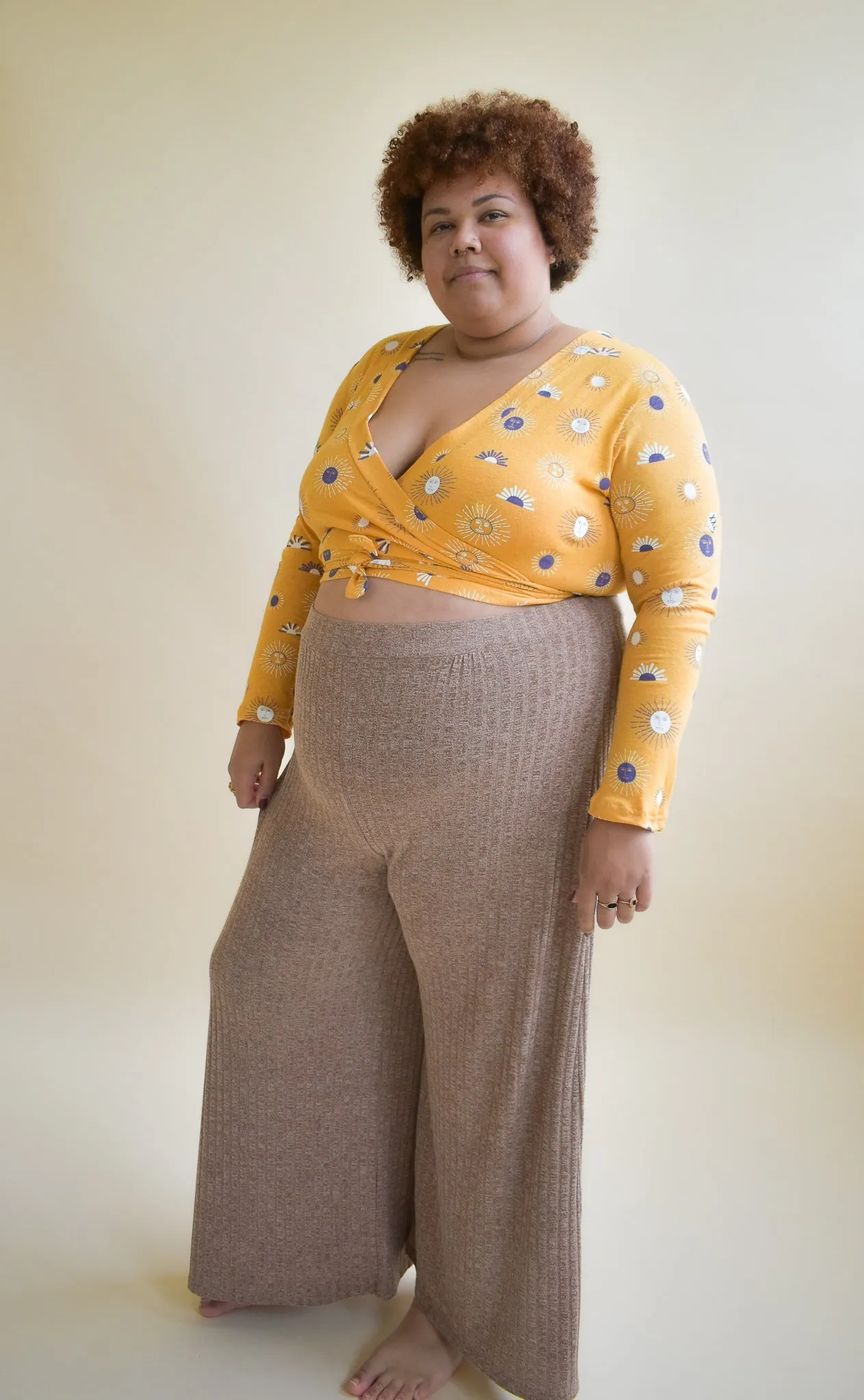 Rowan Wrap Knit Top in Besties Sunny Day