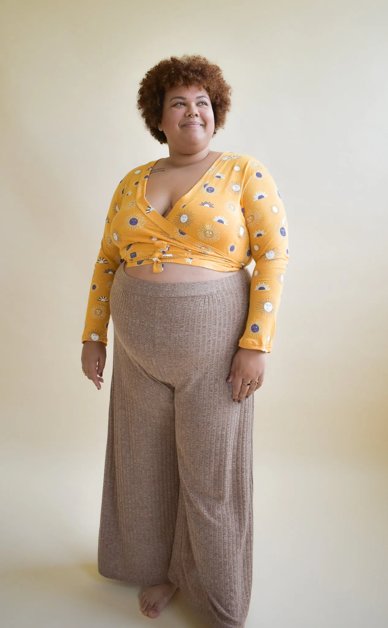 Rowan Wrap Knit Top in Besties Sunny Day