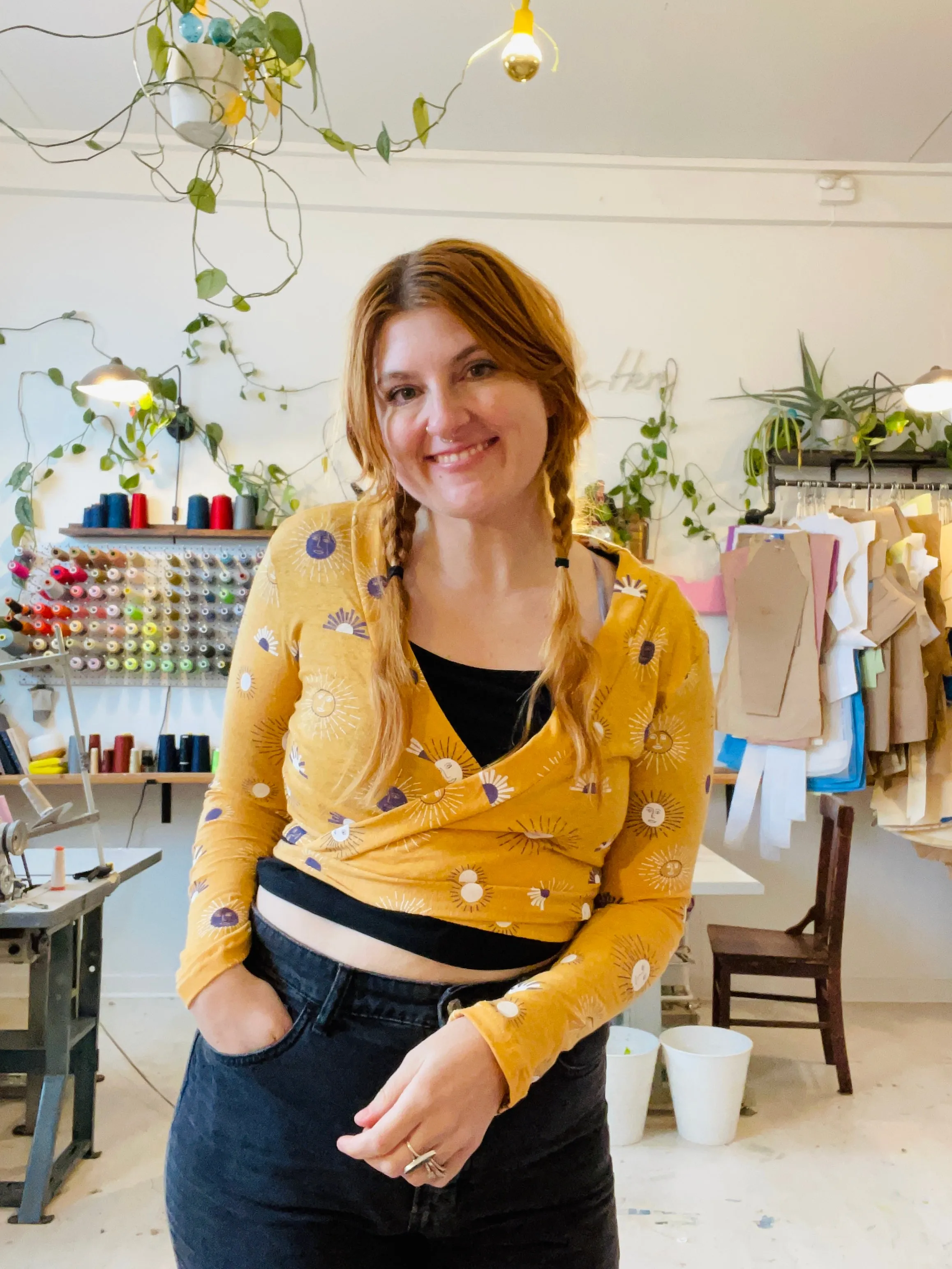 Rowan Wrap Knit Top in Besties Sunny Day