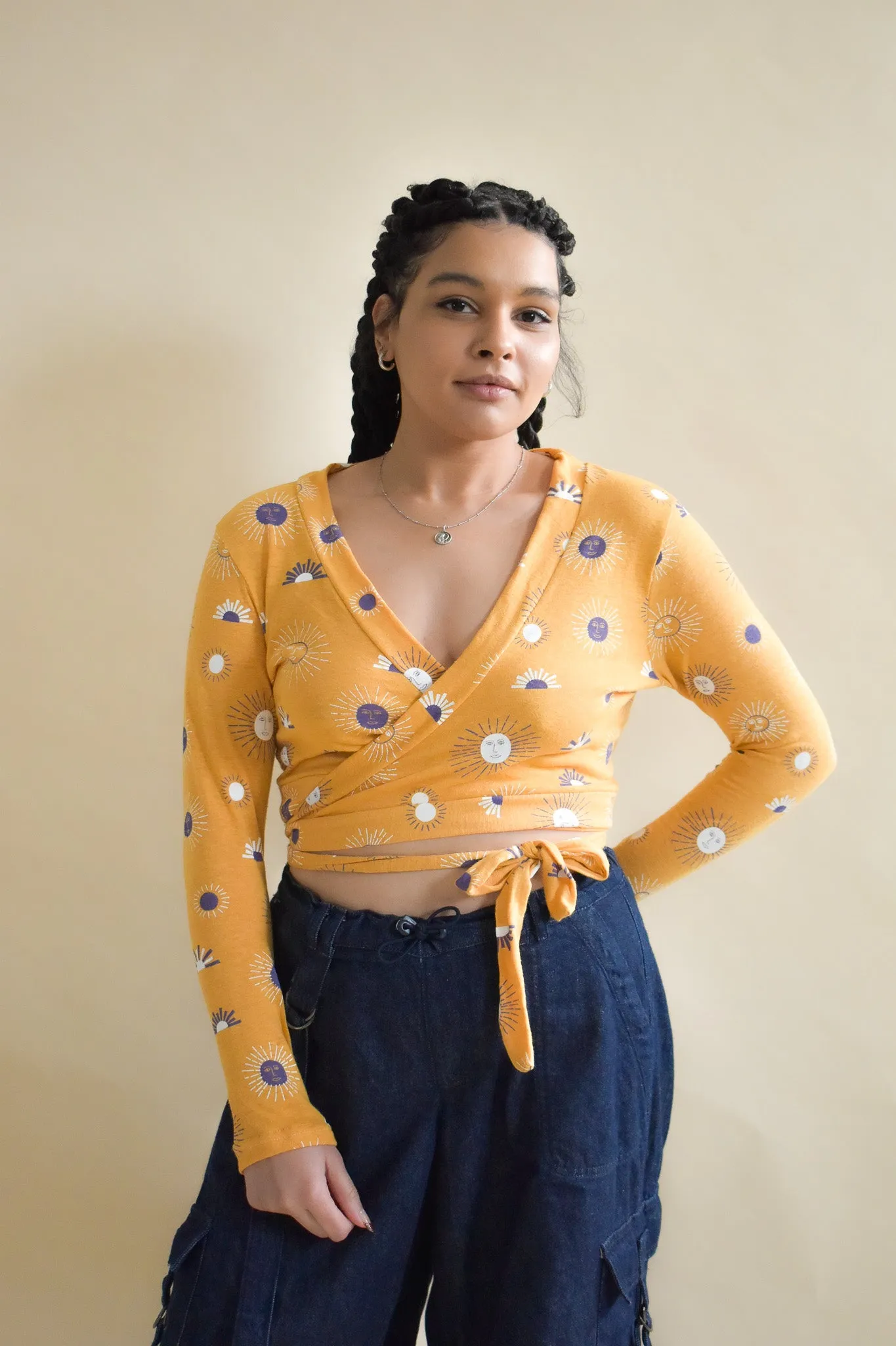 Rowan Wrap Knit Top in Besties Sunny Day