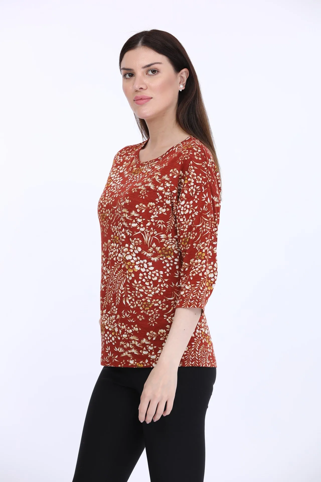Rust Slub 3/4 Sleeve T-Shirt