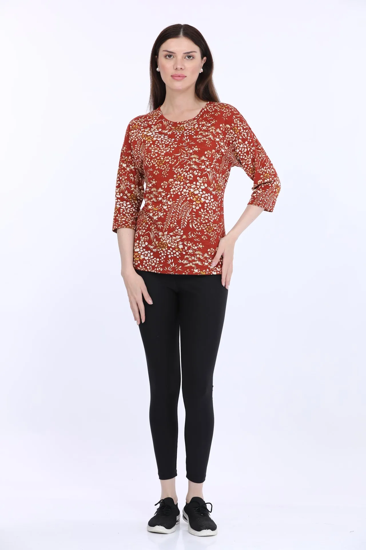 Rust Slub 3/4 Sleeve T-Shirt