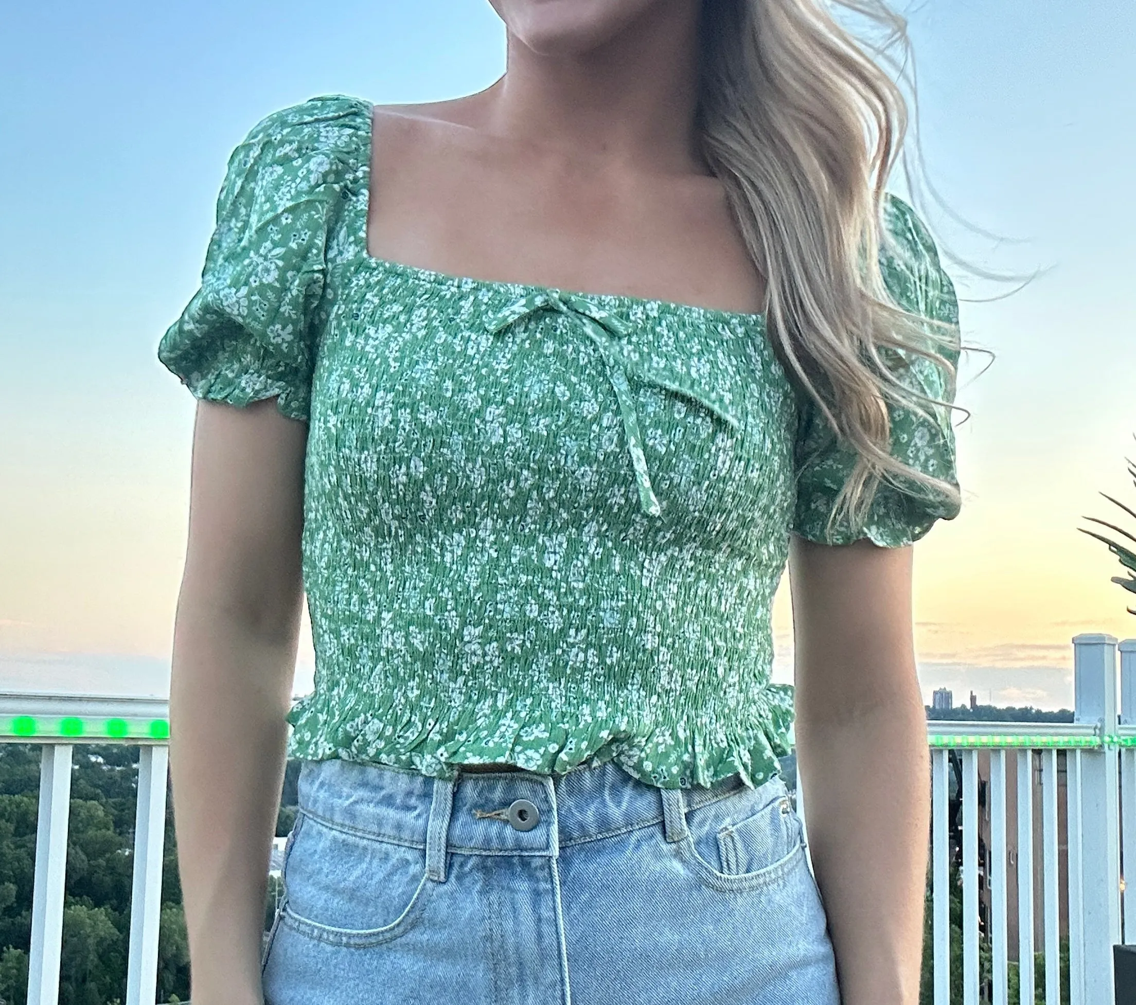Selena Smocked Floral Ruffle Top