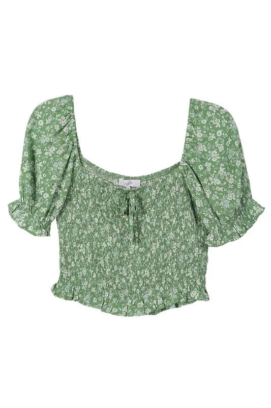 Selena Smocked Floral Ruffle Top