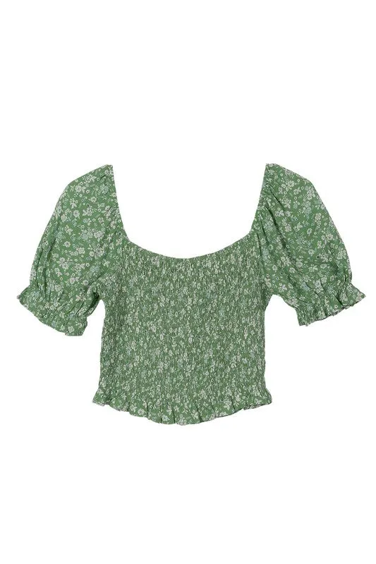 Selena Smocked Floral Ruffle Top